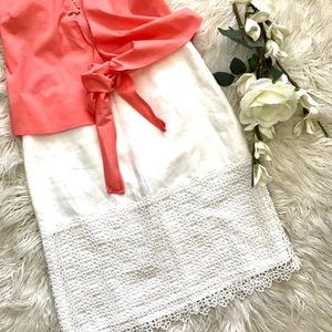NWT ANN Taylor Loft white skirt with lace- size 8